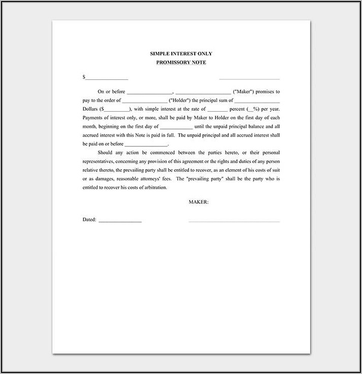 Sample Template For Promissory Note