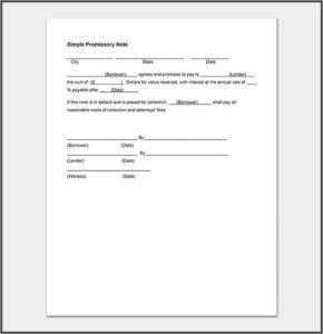 Simple Promissory Note Template Word