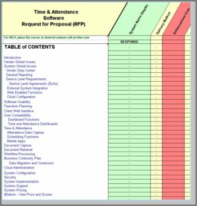 Software Rfp Template Excel