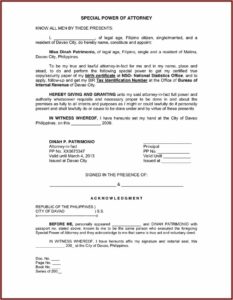 Special Power Of Attorney Form