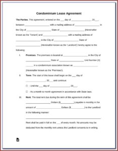 Standard Form Of Condominium Apartment Lease