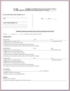 State Of Texas Divorce Decree Form