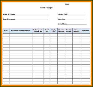Stock Transfer Ledger Template