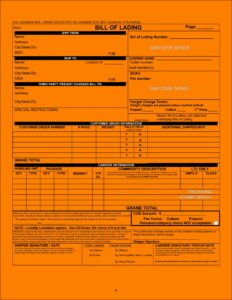 Straight Bill Of Lading Short Form Example