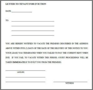 Template Eviction Notice Letter