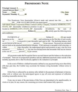 Template For Promissory Note