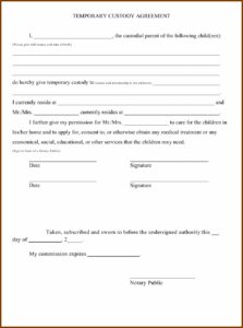 Temporary Custody Form Pdf