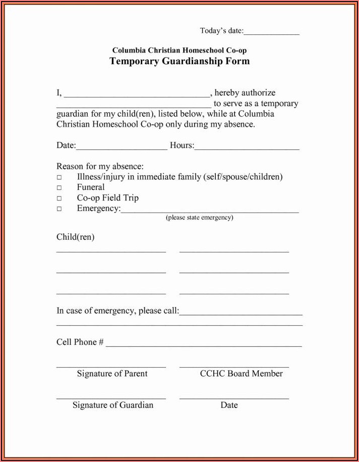 Temporary Custody Of A Child Form