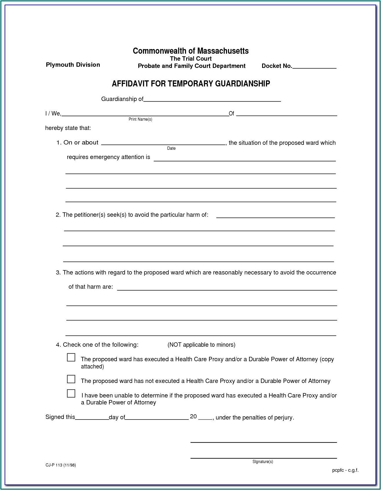 Texas Guardianship Forms For Minors