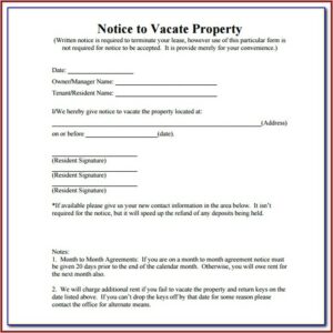 Texas Notice To Vacate Property Form