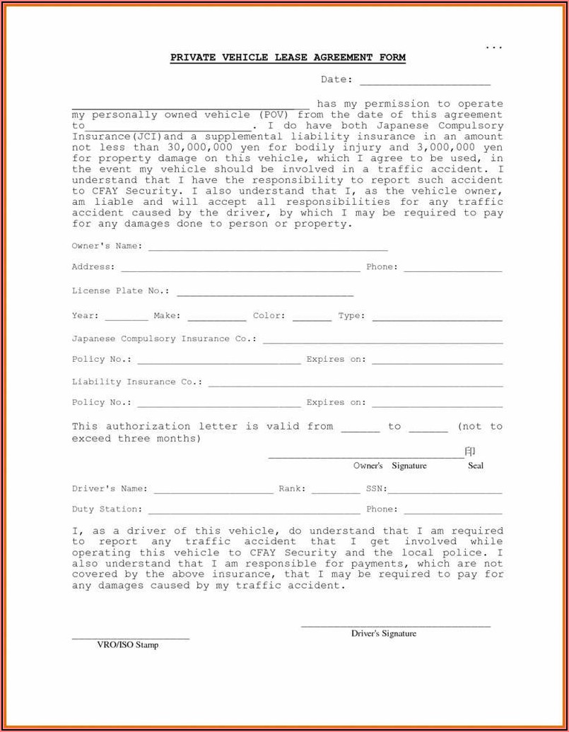 Truck Lease Agreement Form Pdf