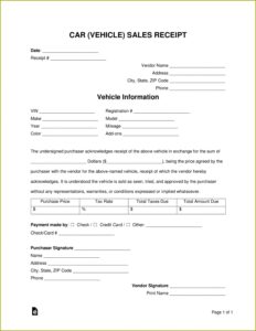 Used Car Sales Invoice Template