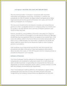 Vacation And Sick Leave Policy Template