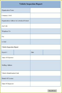 Vehicle Inspection Report Template