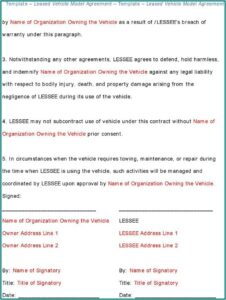 Vehicle Lease Agreement Free Download