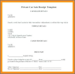 Vehicle Sale Receipt Template Nsw