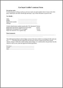 Vehicle Sale Receipt Template Qld