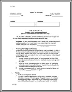Vermont Divorce Form 813