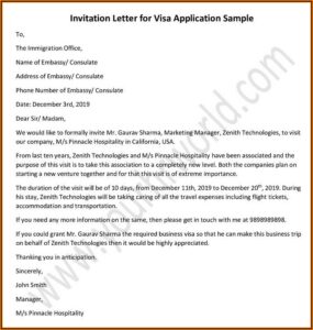 Visa Invitation Letter