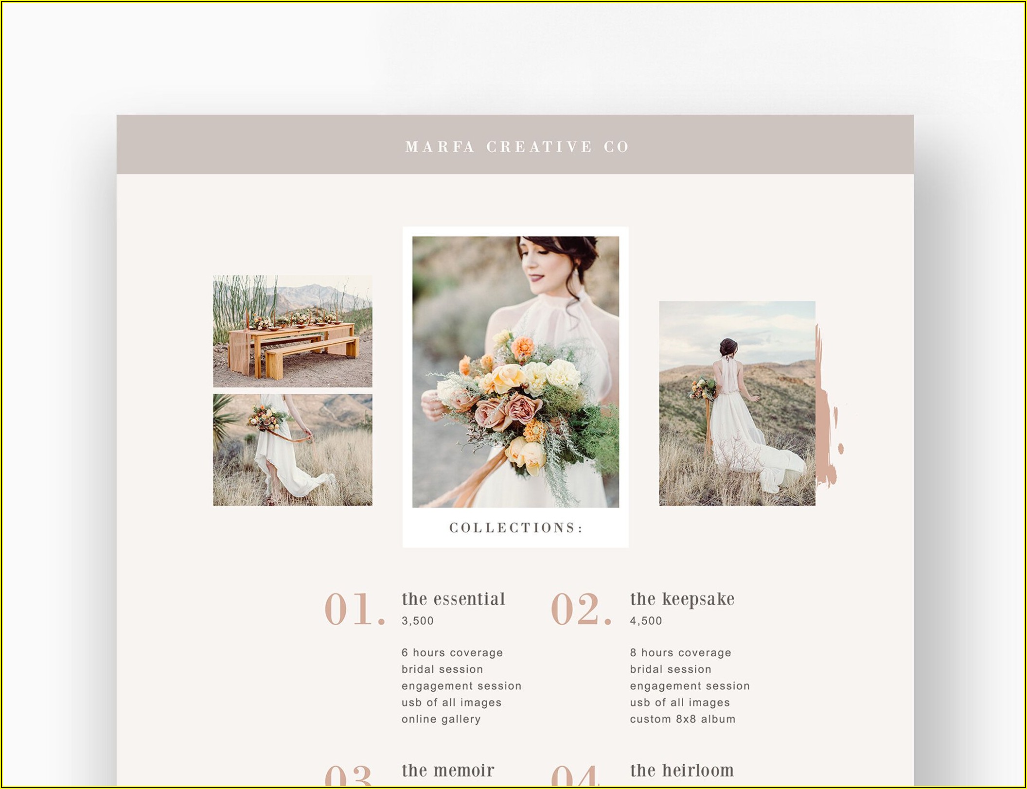 Wedding Photography Pricing List Template