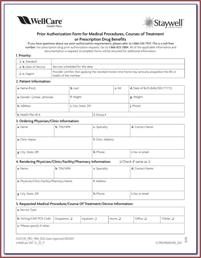 Wellcare Medicare Part D Coverage Determination Request Form