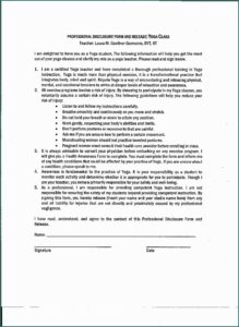 Yoga Teacher Release Form