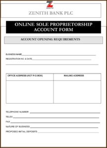 Zenith Bank Online Account Opening Form