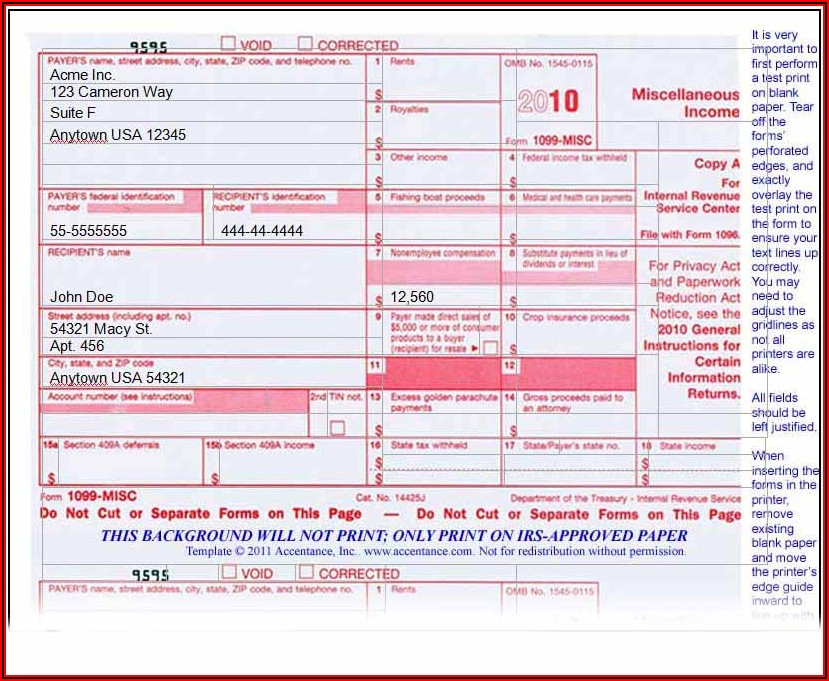 1099 Misc Form Template Excel