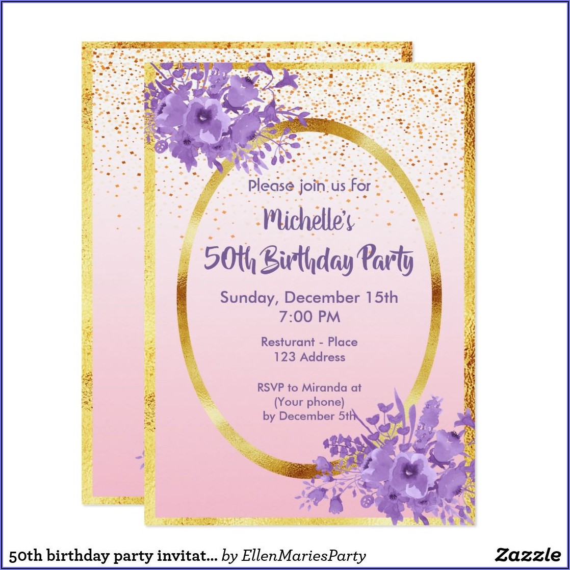 50th Birthday Party Invitations For Her Templates Free