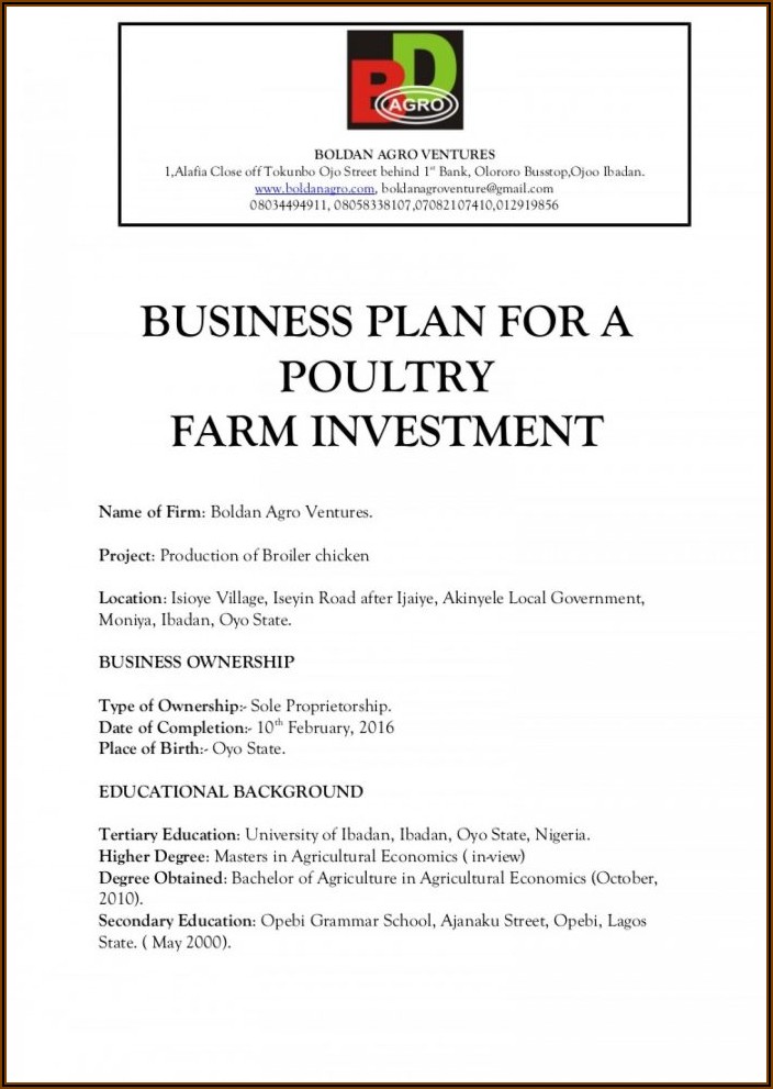 Agricultural Business Plan Template Pdf