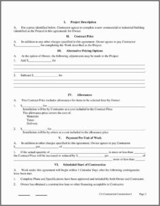 Aia Residential Construction Contract Template