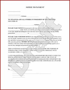 Alabama Eviction Notice Form