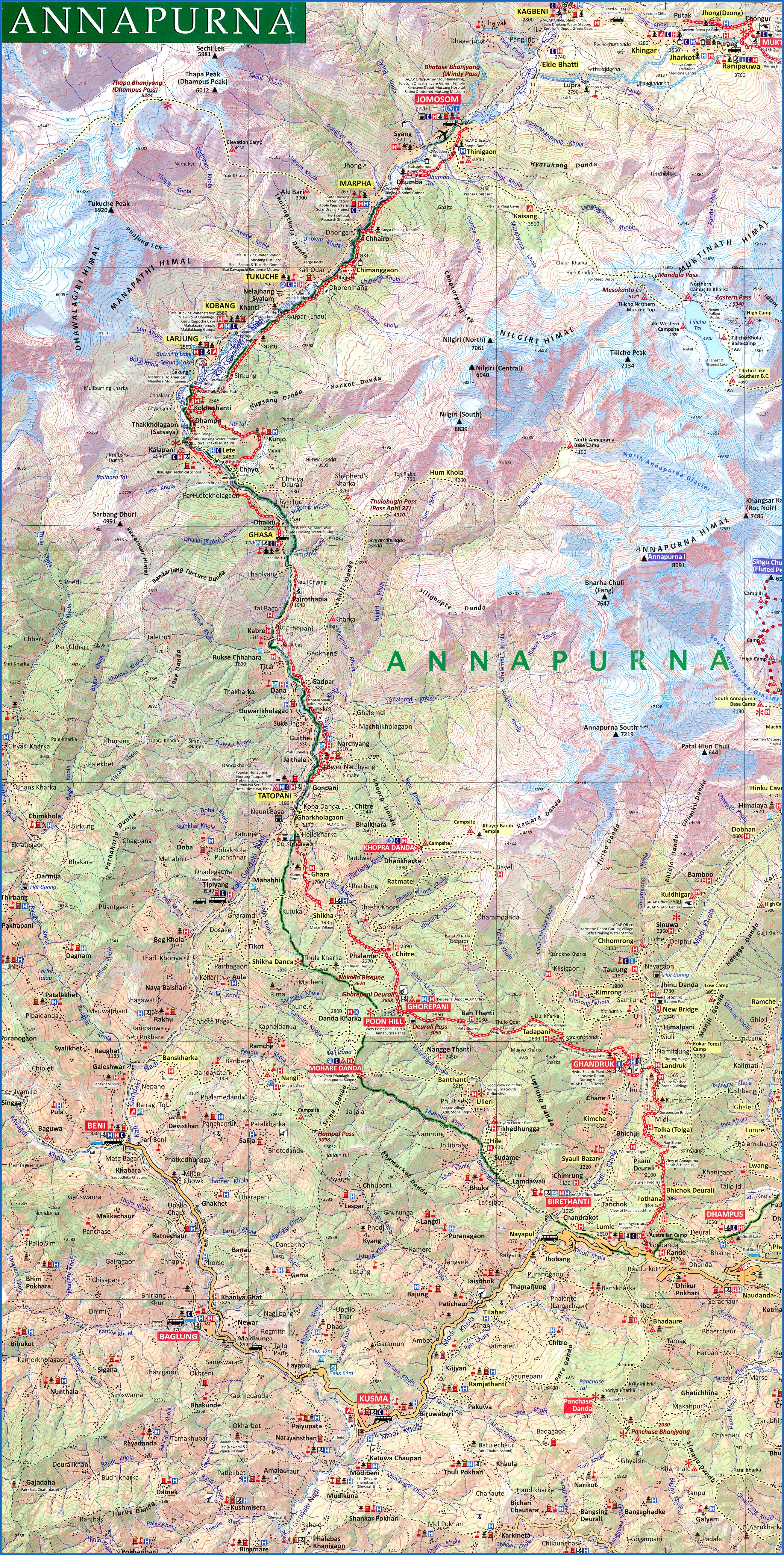Annapurna Circuit Trekking Map
