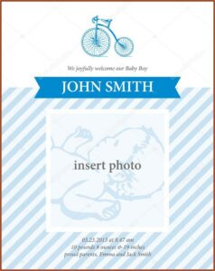 Baby Boy Announcement Card Template