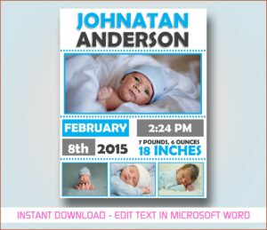 Baby Boy Announcement Template Word