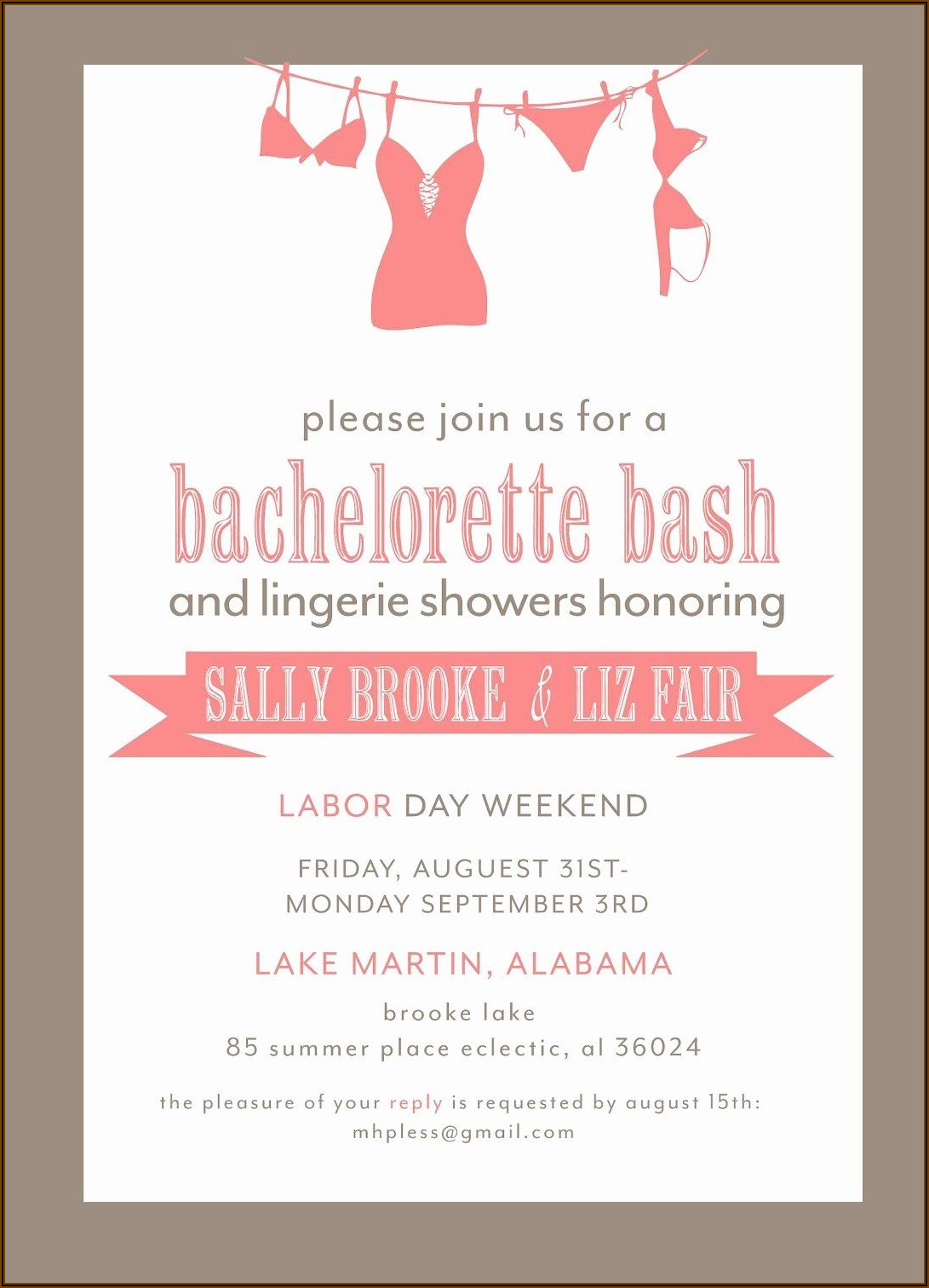 Bachelorette Party Invitation Template Free
