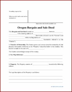 Bargain And Sale Deed Form Oregon