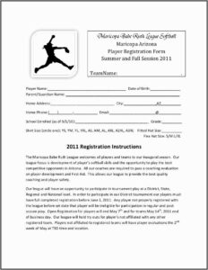 Baseball Registration Form Template Word