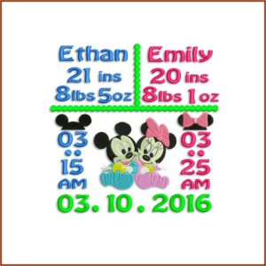 Birth Announcement Machine Embroidery Design