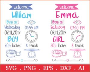 Birth Announcement Pillow Svg