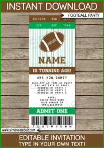 Blank Football Invitation Template