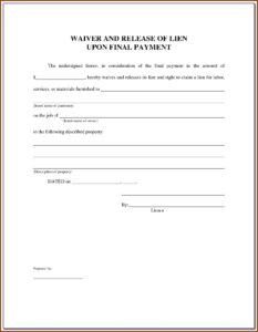 Blank Lien Release Form