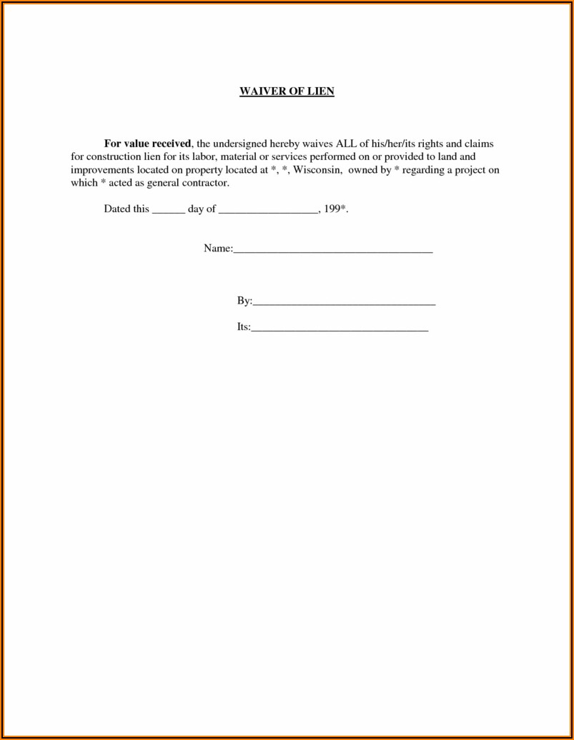 Blank Partial Lien Waiver Form