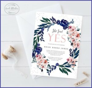 Blush And Navy Bridal Shower Invites
