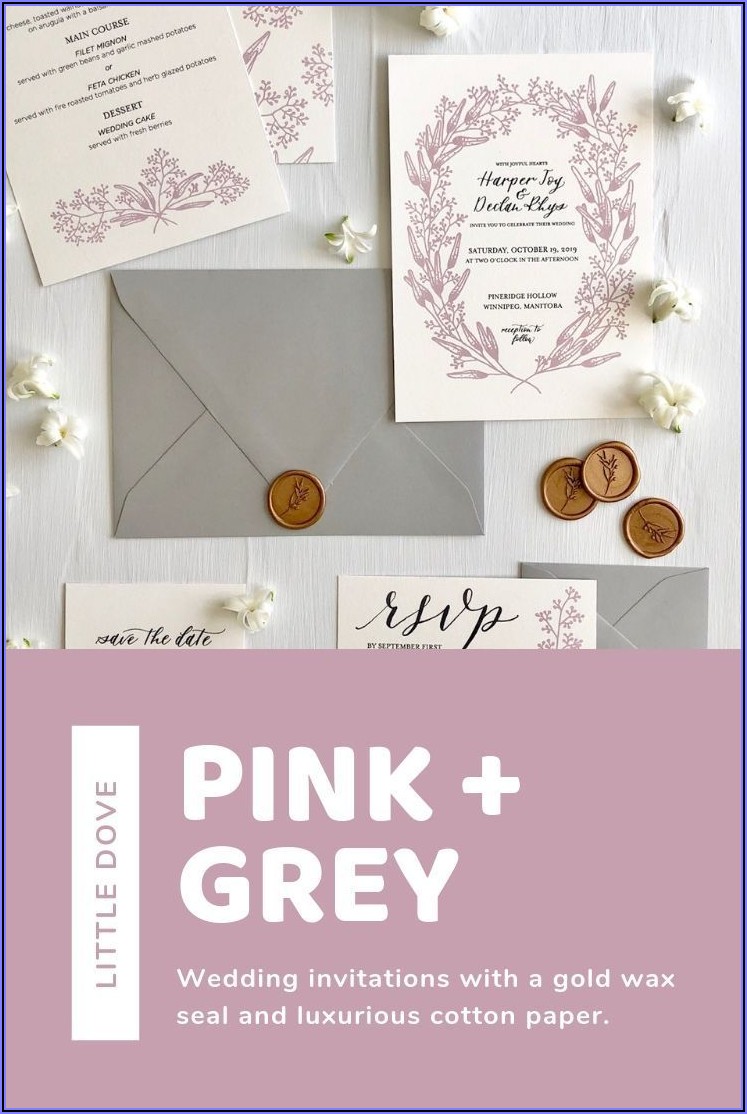 Blush Pink And Grey Wedding Invitations