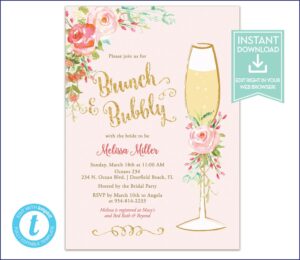 Brunch And Bubbly Invitation Template