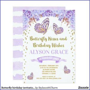 Butterfly 1st Birthday Invitations