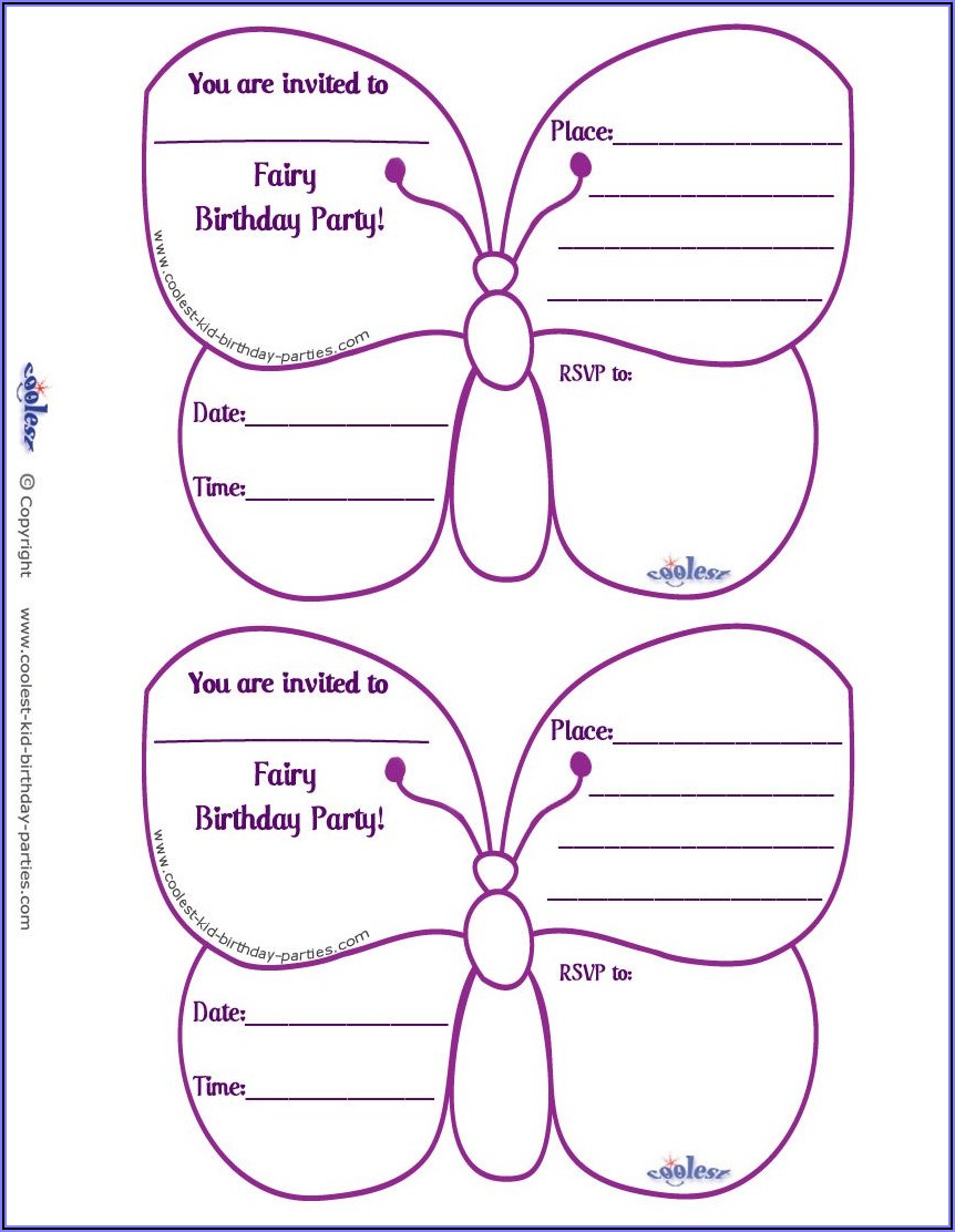 Butterfly Birthday Invitations Templates Free