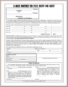 California 3 Day Notice To Pay Or Quit Template