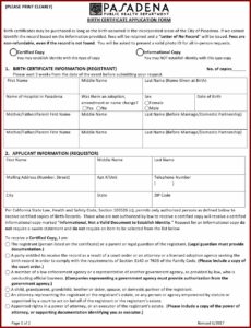 California Birth Certificate Application Form